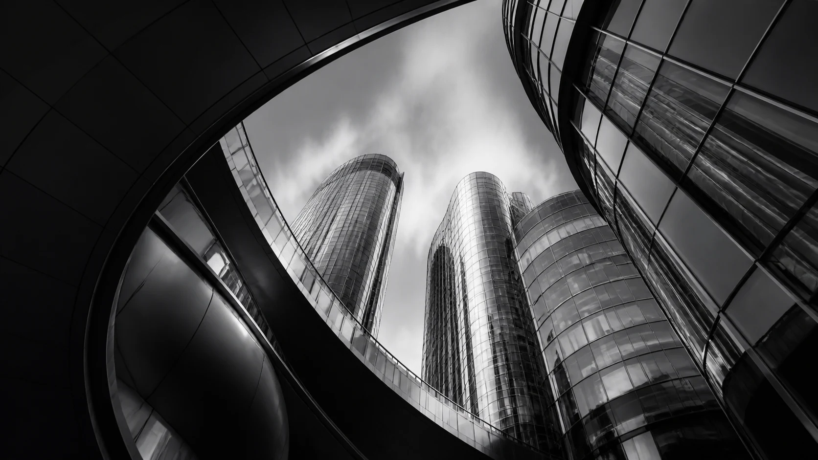 Conceptual architecture of glass and steel towers
